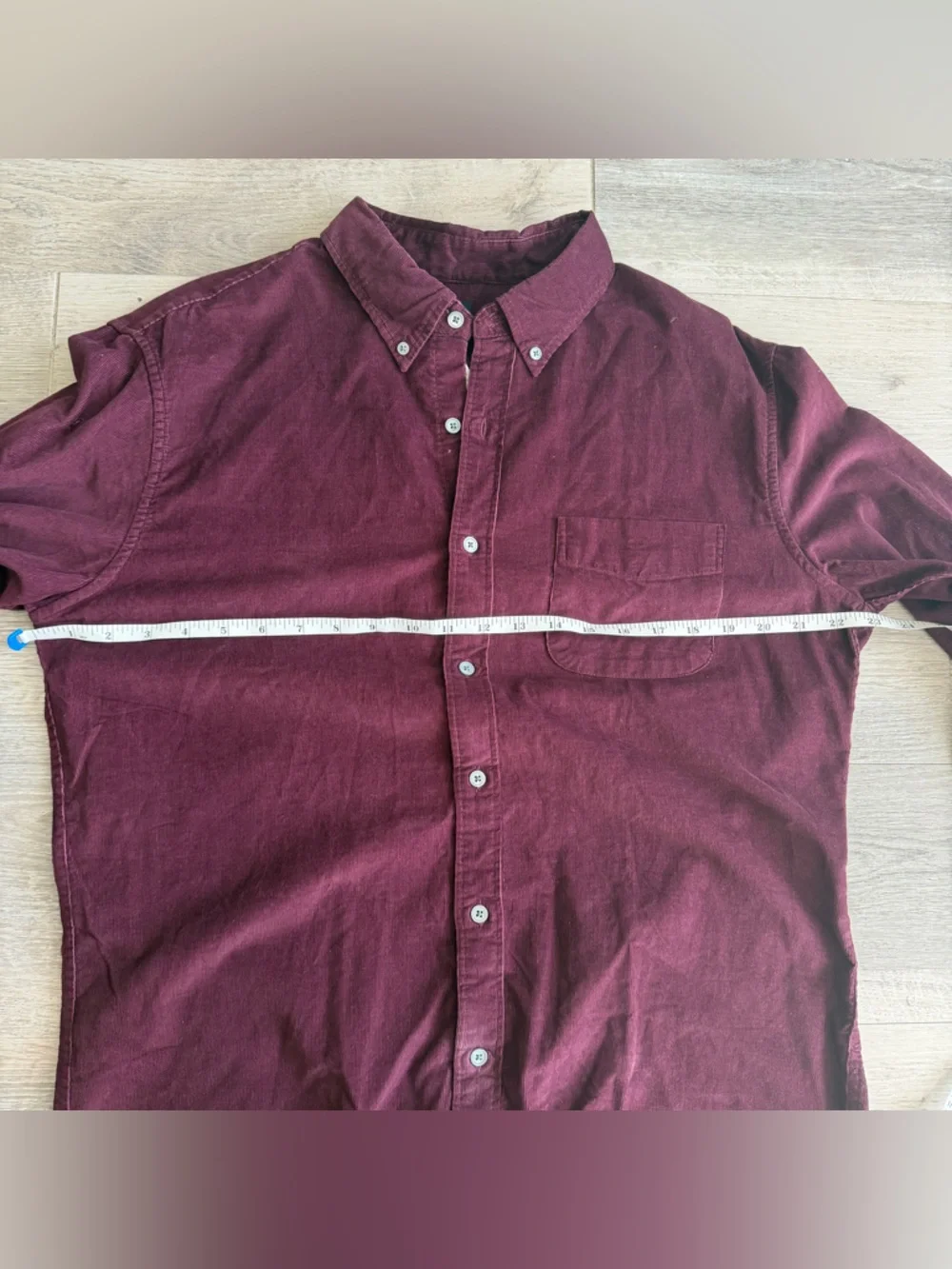 NWT J Crew Men Long-Sleeve Cotton Corduroy Button-Down Shirt Maroon/Burgundy L